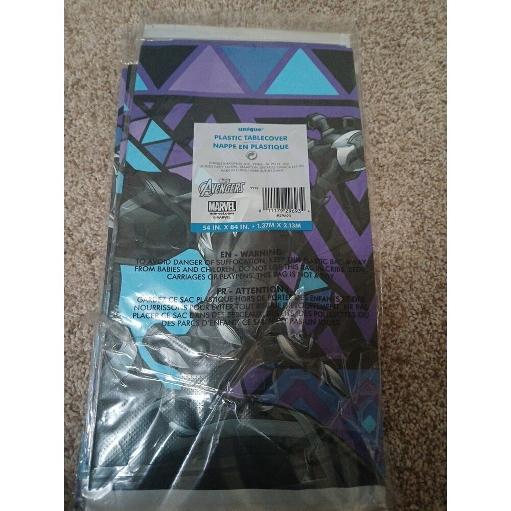 5 Pk -Marvel Avengers Black Panther 54”x 84” Plastic Tablecover - Birthday/Party